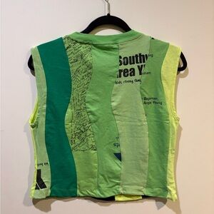 Green Multi-Tone Patchwork Crop Tank